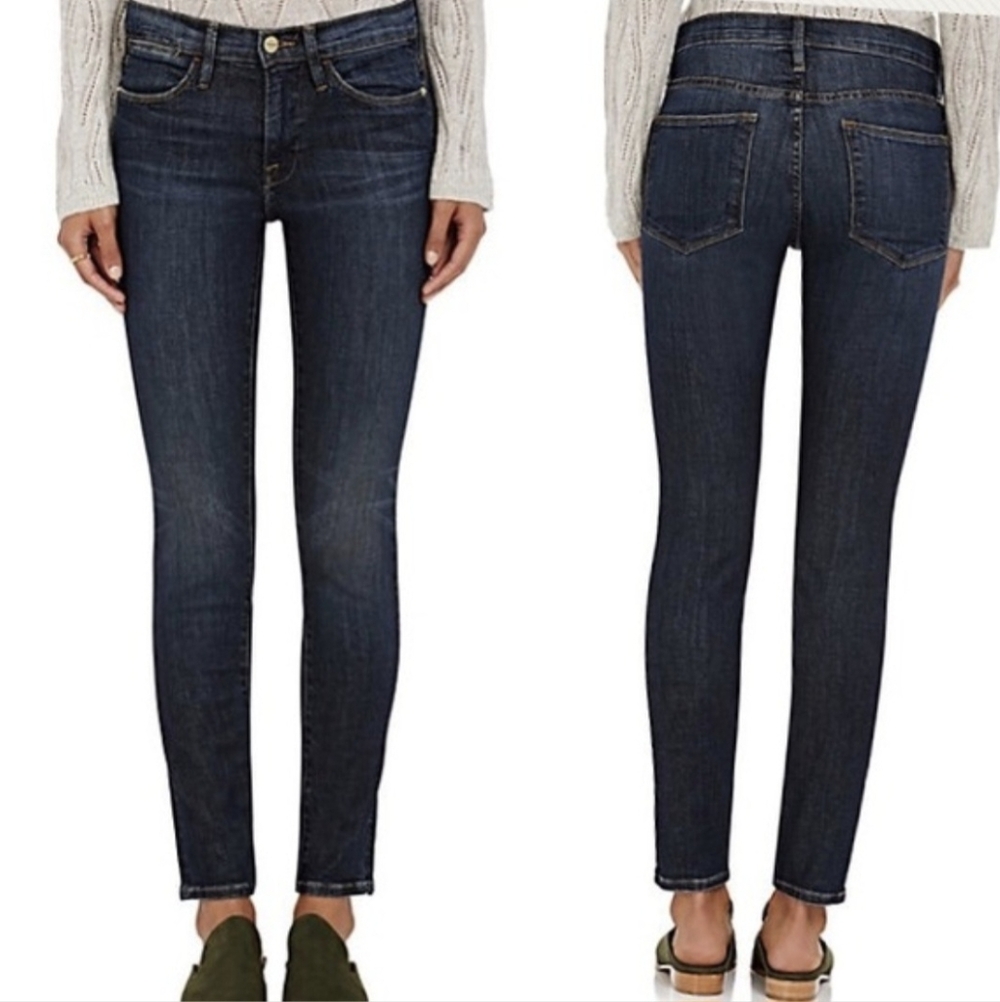 Frame Le High Harvard Dark Wash Skinny Jeans 70s Denim Gift Retro School Travel - Picture 6 of 15